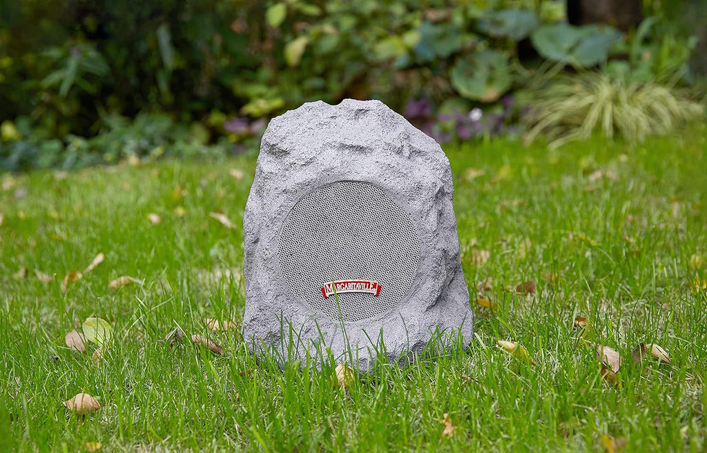 Margaritaville Outdoor Rock Bluetooth Wireless Speaker | Durable Bluetooth Speakers, Fantastic Yard or Patio Decor, IPX-4 Waterproof Rated, Granite Grey “On the Rock”